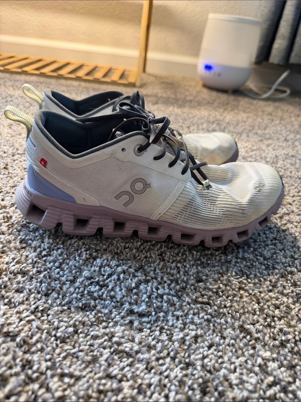 On Running Women's Cloud Shoes in Light Gray and Lavender